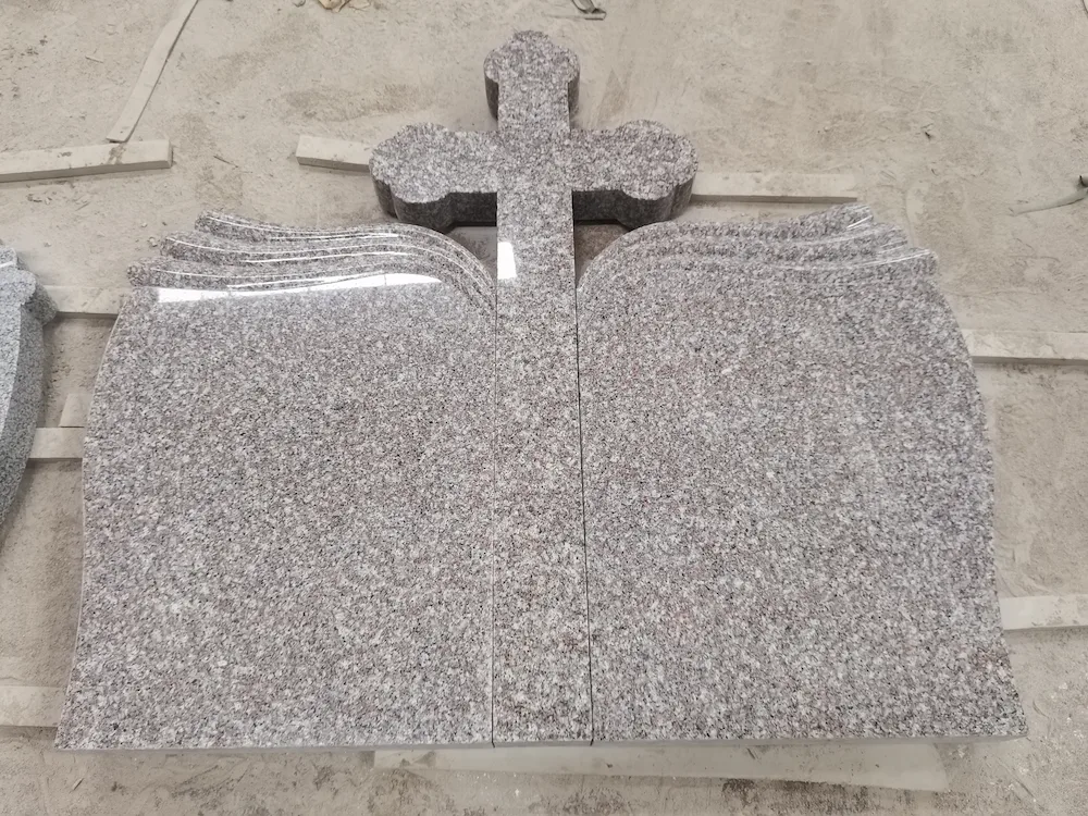 G664 Pink Granite Hungary-Style Twin Panel Cross