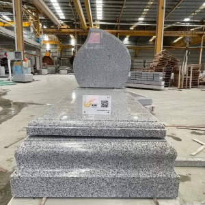 G603 Grey Granite Israel-Style Full Cover Tombstone with Raised Base