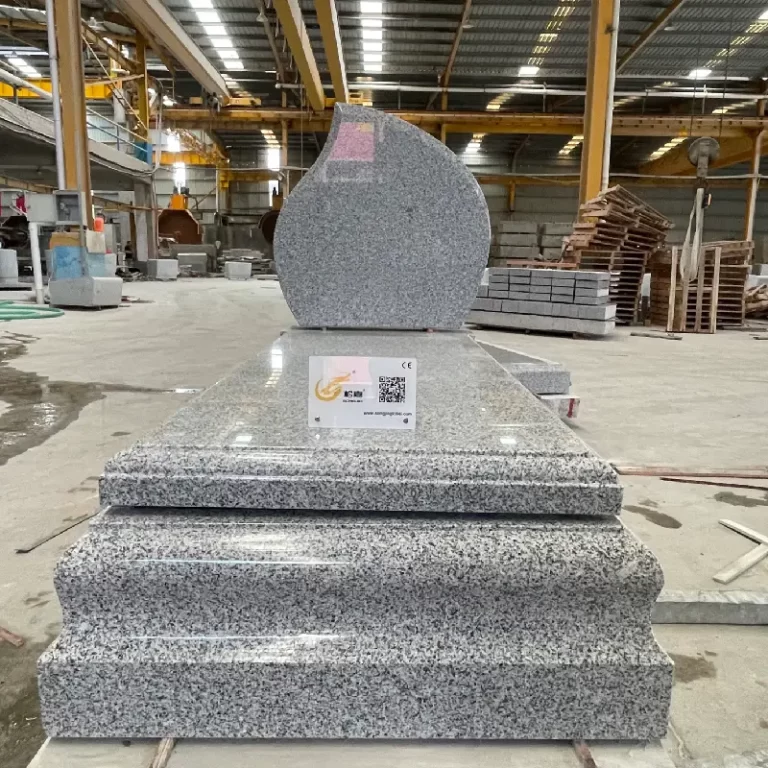 G603 Grey Granite Israel-Style Full Cover Tombstone with Raised Base