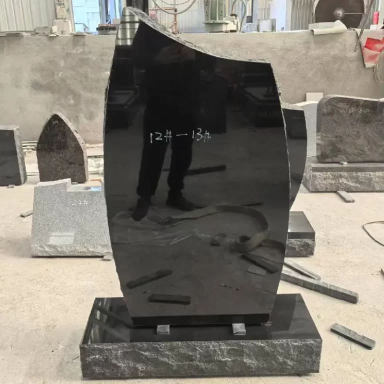 Indian Black Granite American-Style Wave Headstone