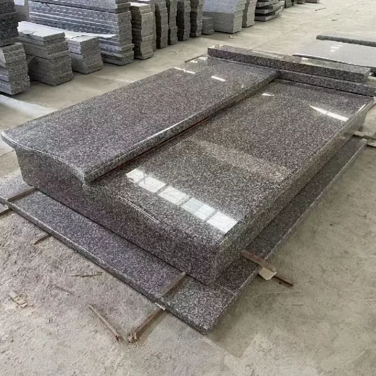 G664 granite Hungary-style double tombstone cover slab set for companion grave memorial