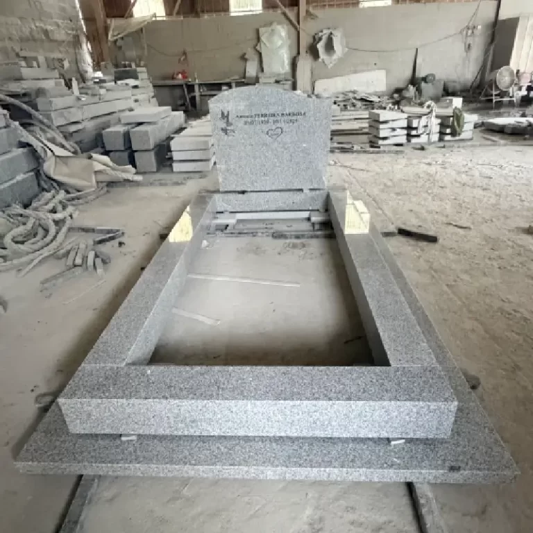 G603 Granite Full Kerb Memorial with Rounded Headstone