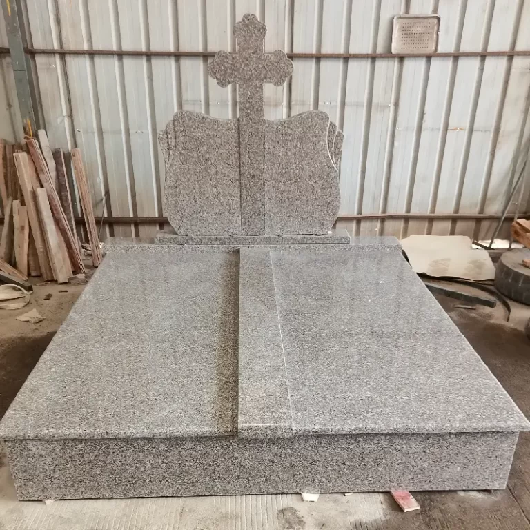 G664 Pink Granite Double Full Ledger Tombstone