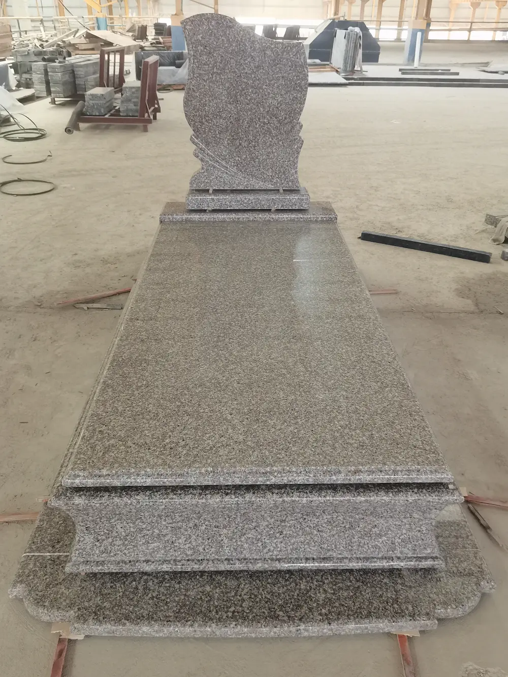G664 Granite Hungary Style Tombstone with Full Cover Ledger Slabs and Upright Headstone